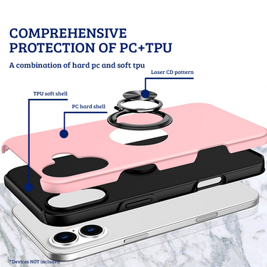 iPhone 16 Comprehensive Protection Case Cover with Magnetic Ring Holder: Anti-Shock, Anti-Falling - Red